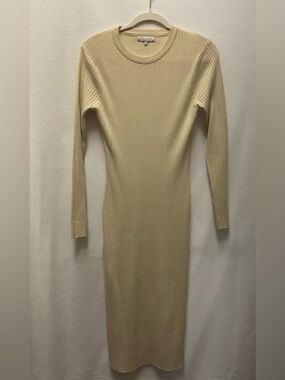 Anatomie Slim Ribbed Long-Sleeve Midi Dress in Ivory